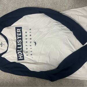 Hollister Navy and White Raglan Tee